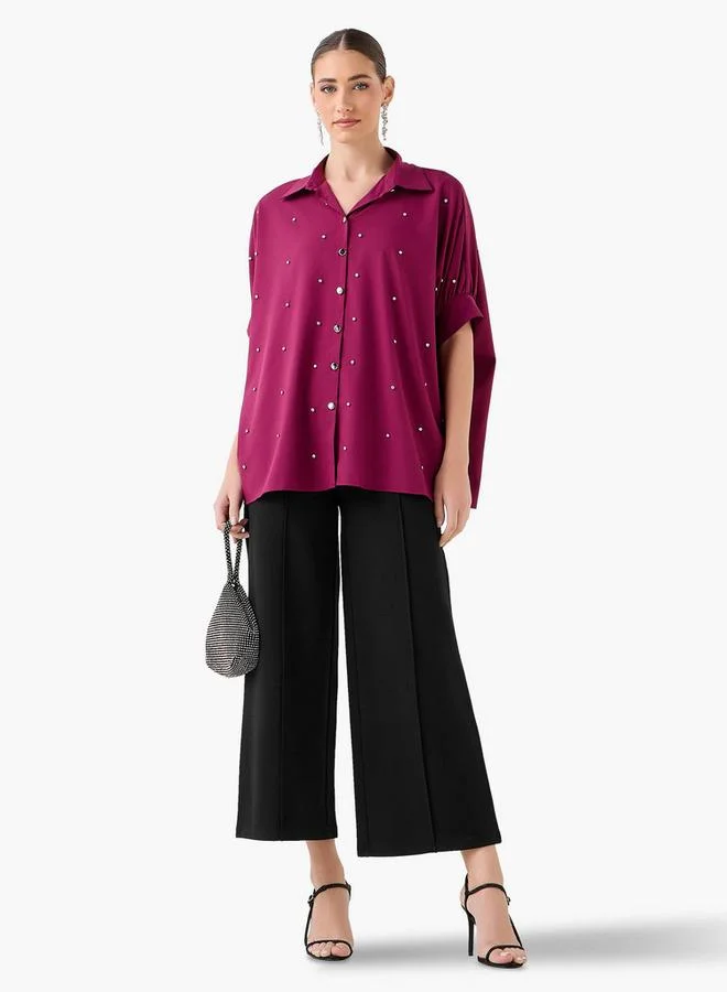 Splash FAV Kaftan Shirt with Embellished Detail